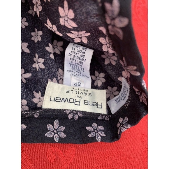 Vintage Rena Rowan‎ Women’s 8 Petite Floral Skirt Flowers Navy Blue Purple Score - Picture 4 of 6